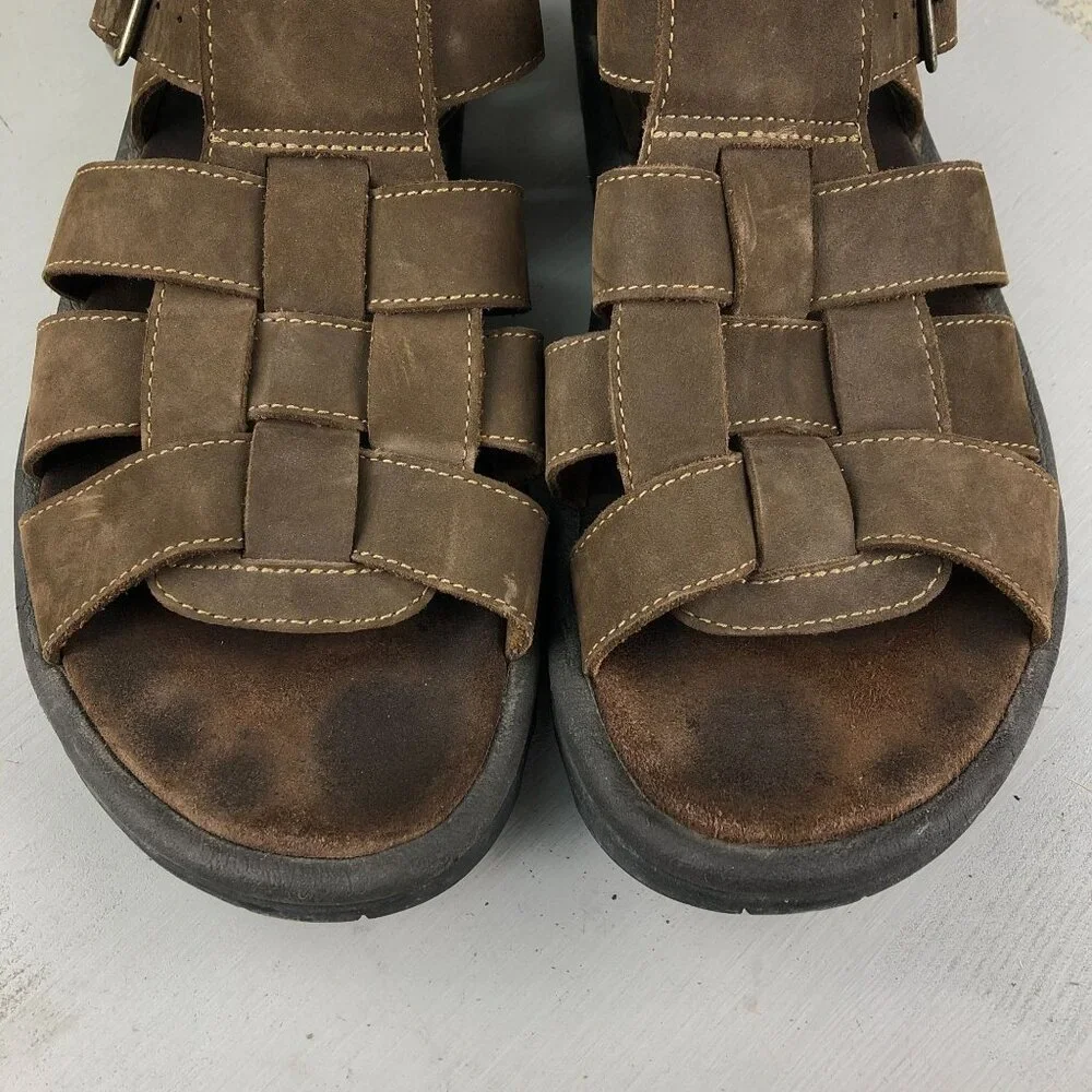 Teva Men's Size 12 Camden Brown Leather Open Toe Buckle Fisherman Sandals